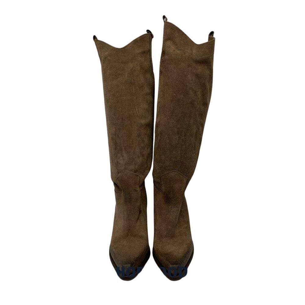 8 by YOOX Brown Suede Knee High Boots Size 39 Italian Equestrian - Picture 5 of 10